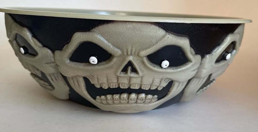 Easter Unlimited Vintage 1990s Halloween Skull Punch Bowl Serving Dish